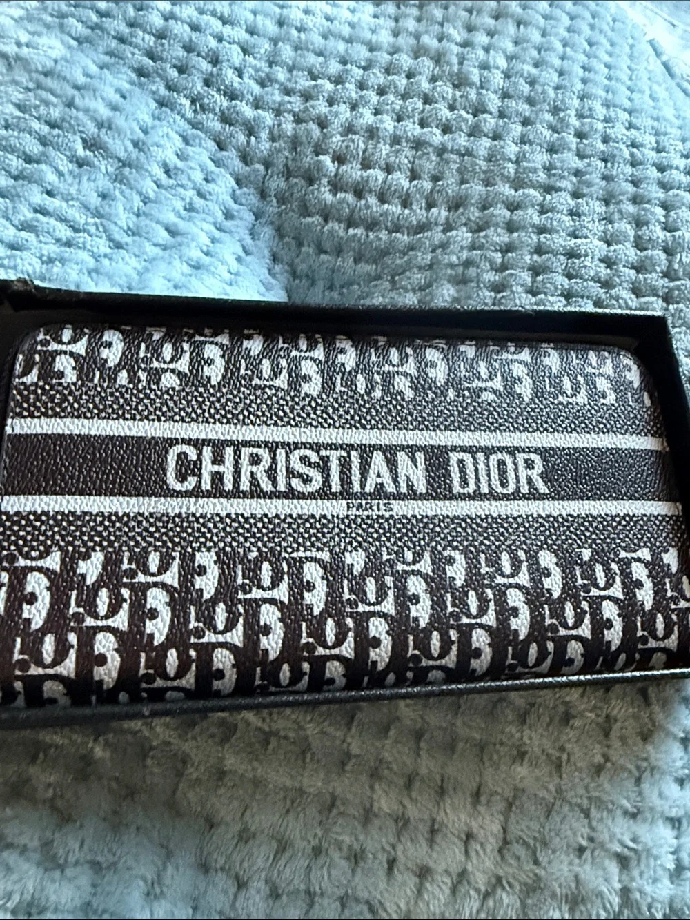 Dior women’s  Logo Canvas wallet Case in Brown and White